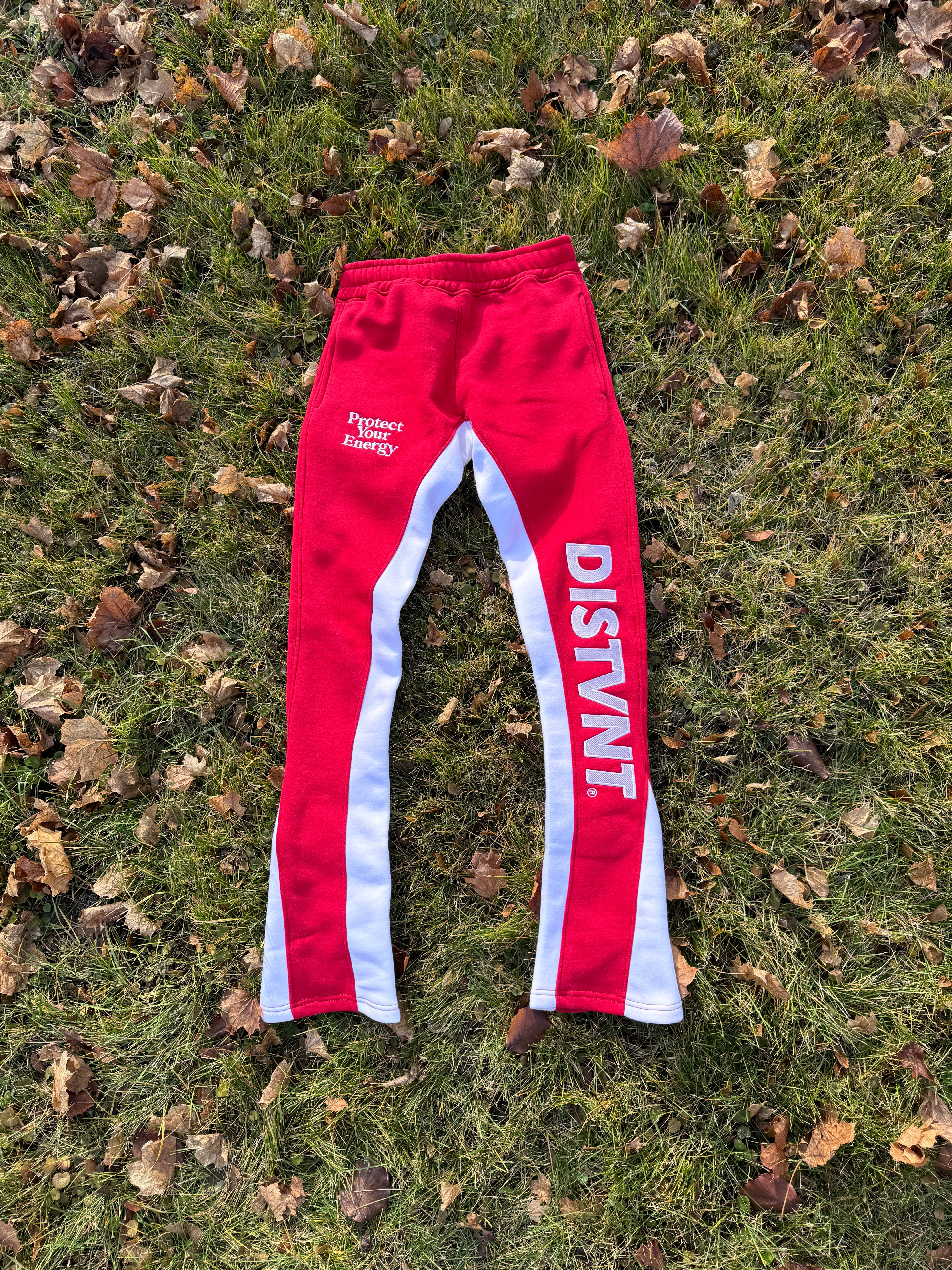 Two Tone Stacked Sweatpants (Red)