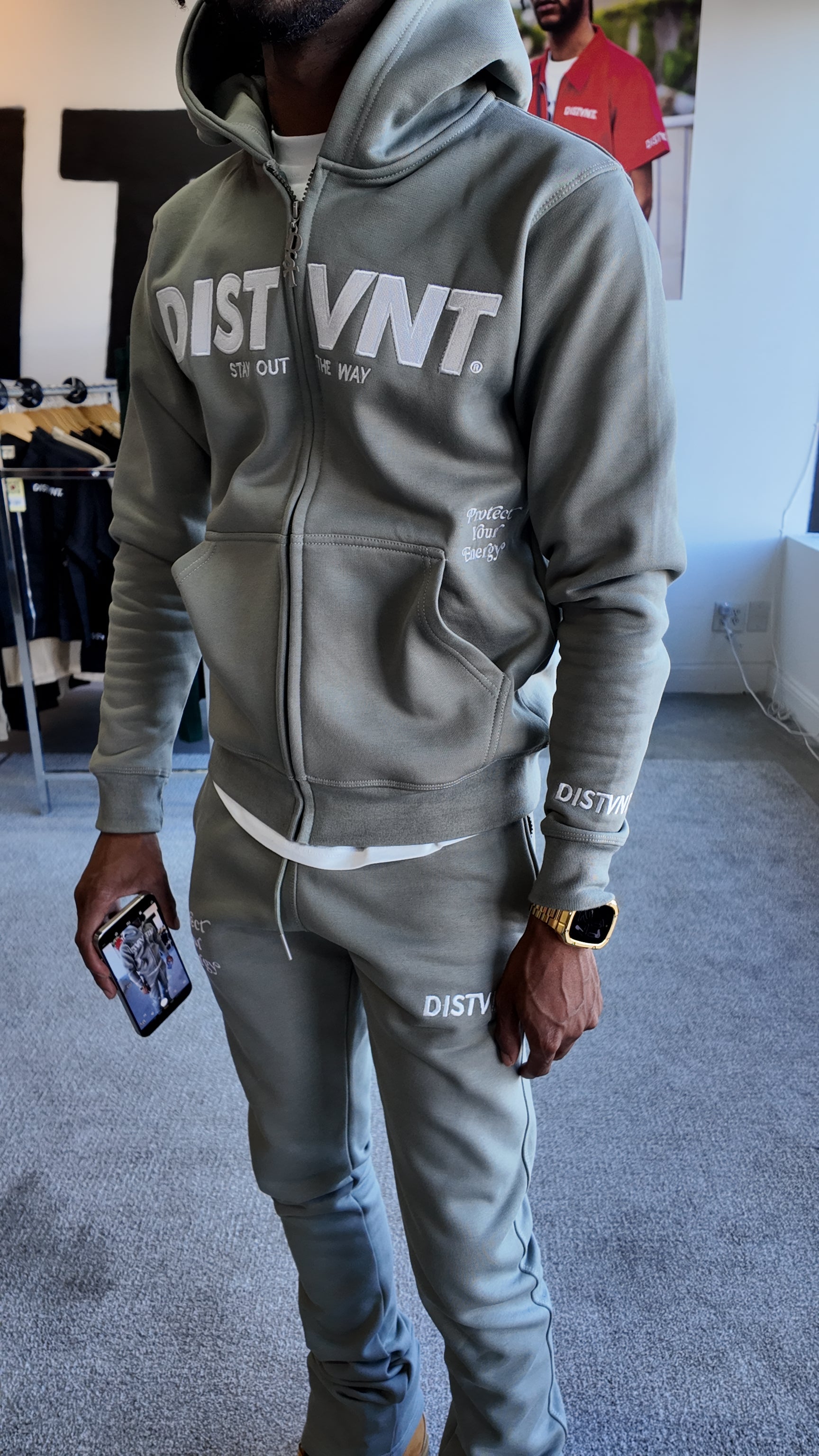 Stone Grey Zip Hoodie