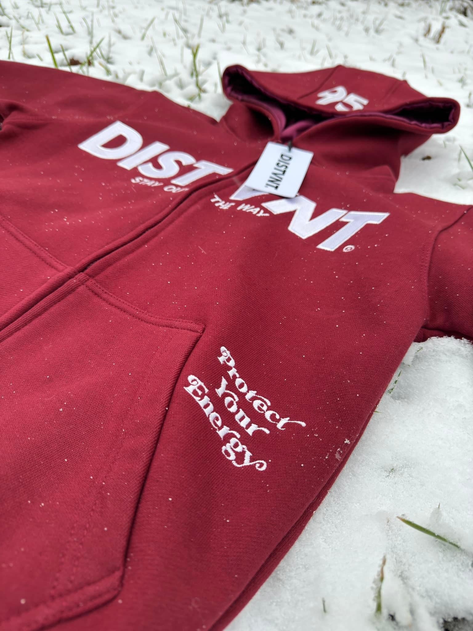 HEAVYWEIGHT Satin Lined Zip-Up Hoodie (Maroon)