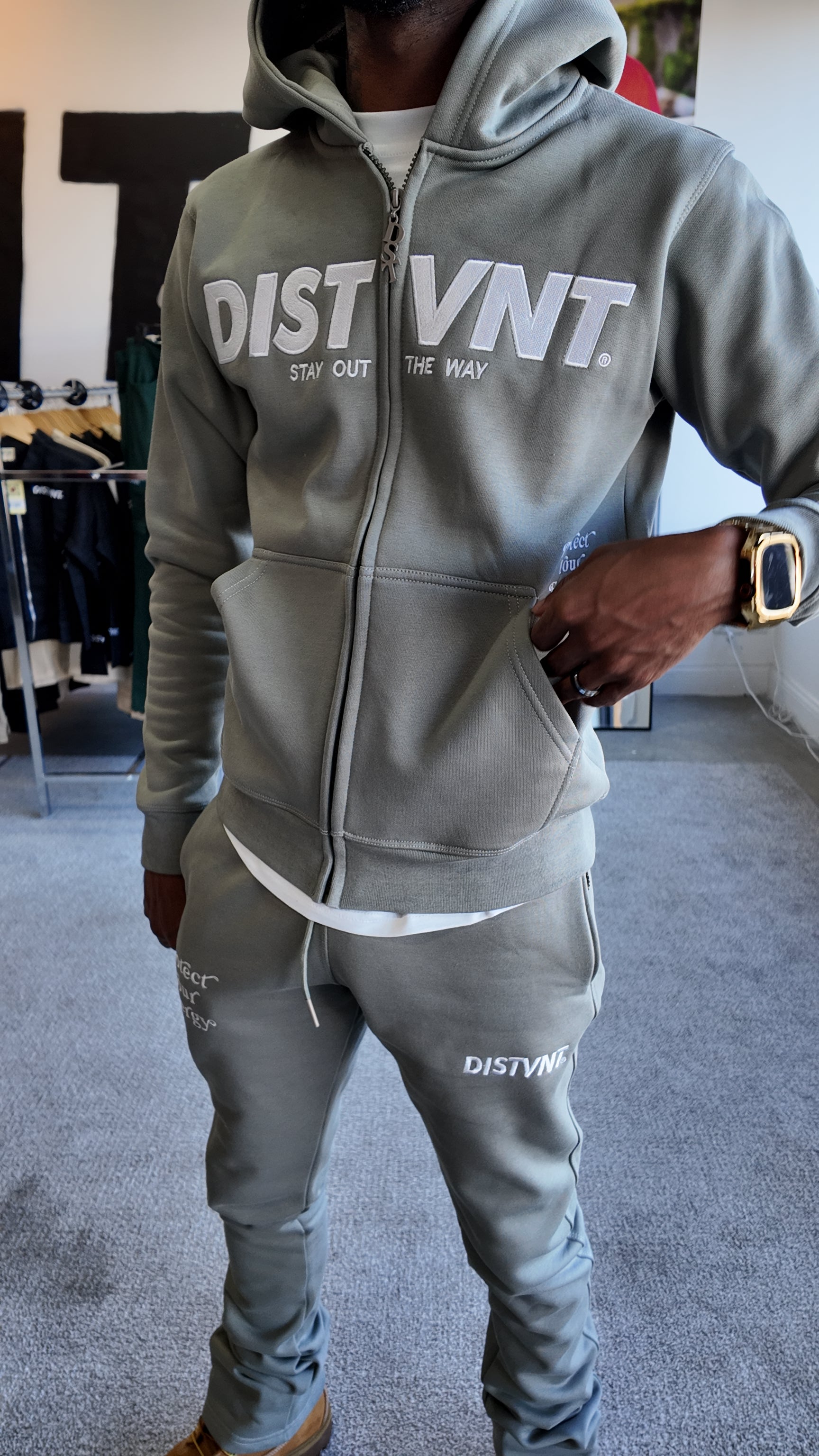 Stone Grey Zip Hoodie