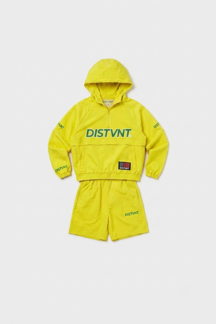 QUARTER-ZIP WINDBREAKER HOODIE SHORT SET