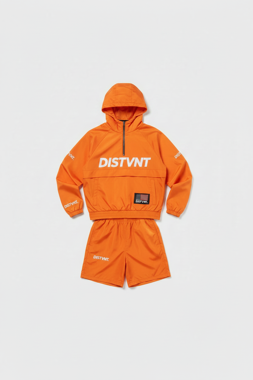 QUARTER-ZIP WINDBREAKER HOODIE SHORT SET