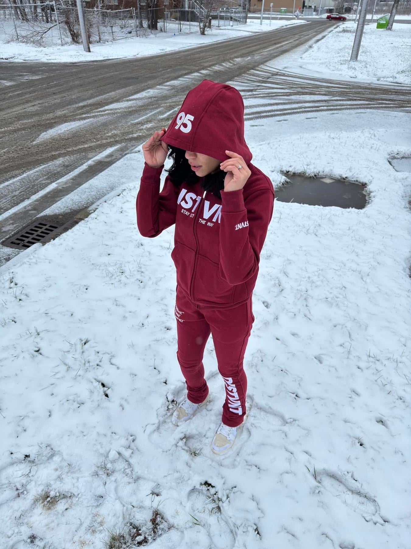 HEAVYWEIGHT Stacked Sweatpants (Maroon)(Slim Fit)