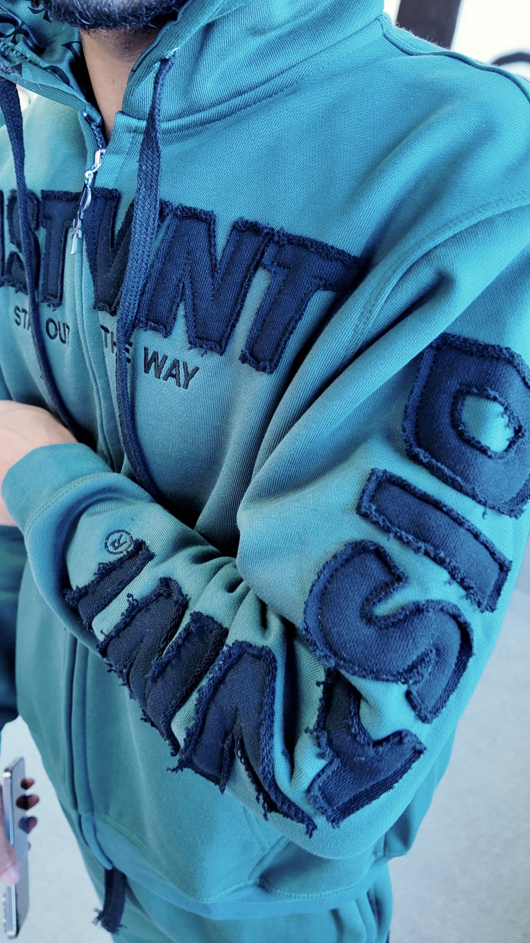 Distressed Zip Hoodie