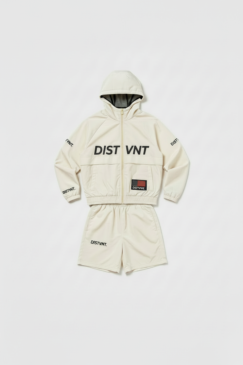 WINDBREAKER HOODIE SHORT SET