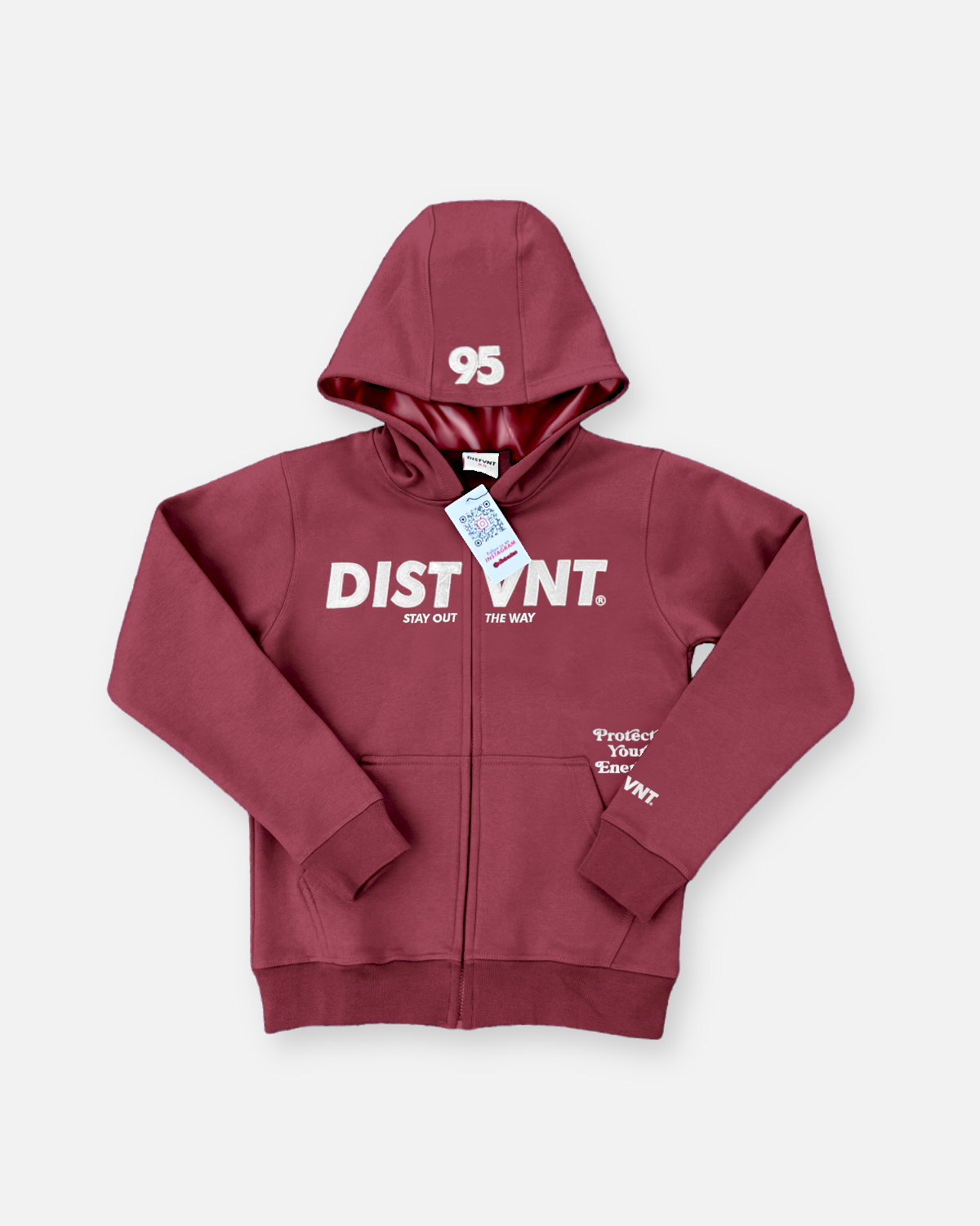 HEAVYWEIGHT Satin Lined Zip-Up Hoodie (Maroon)