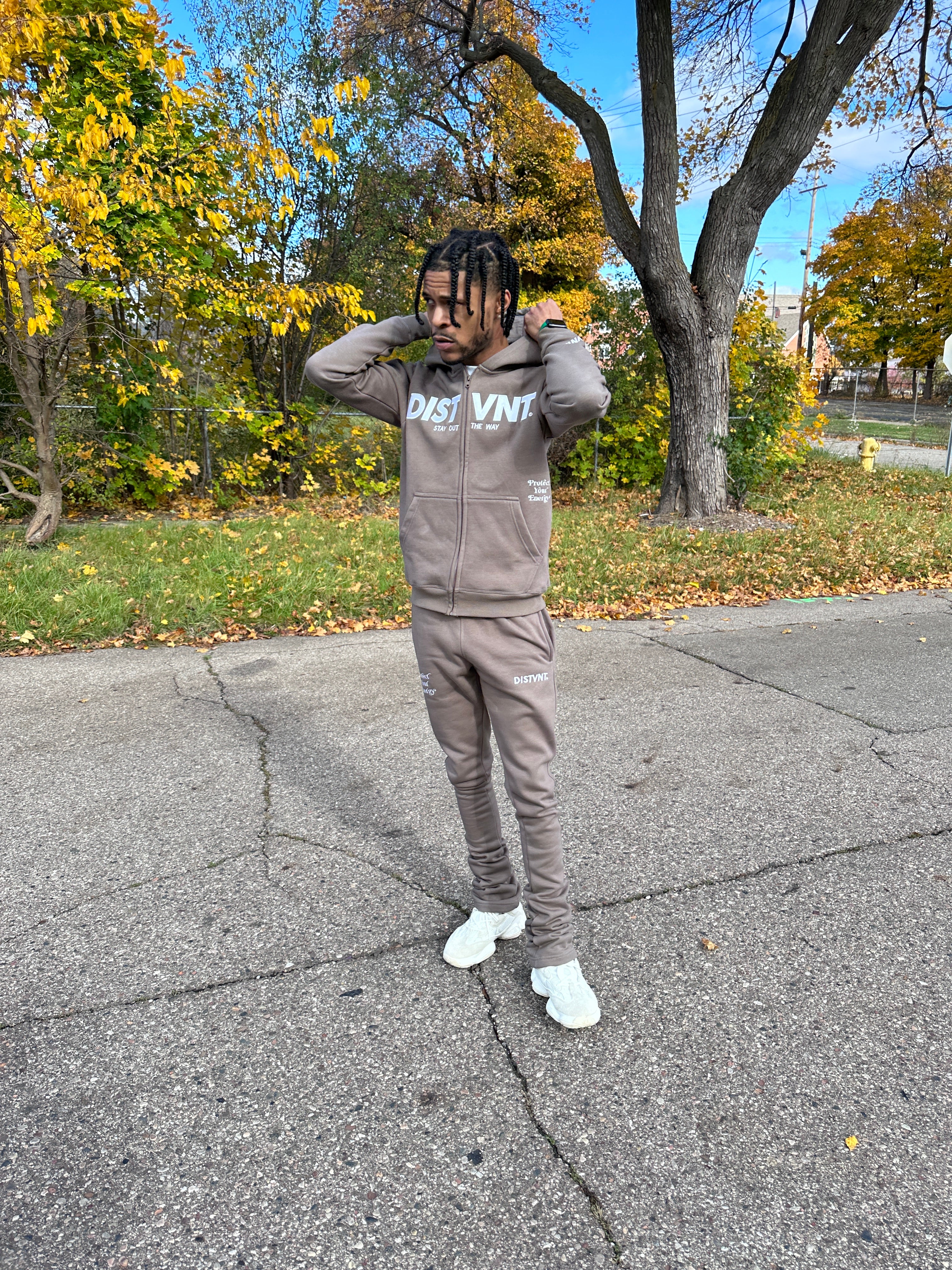 Stone Grey Stacked Sweatpants