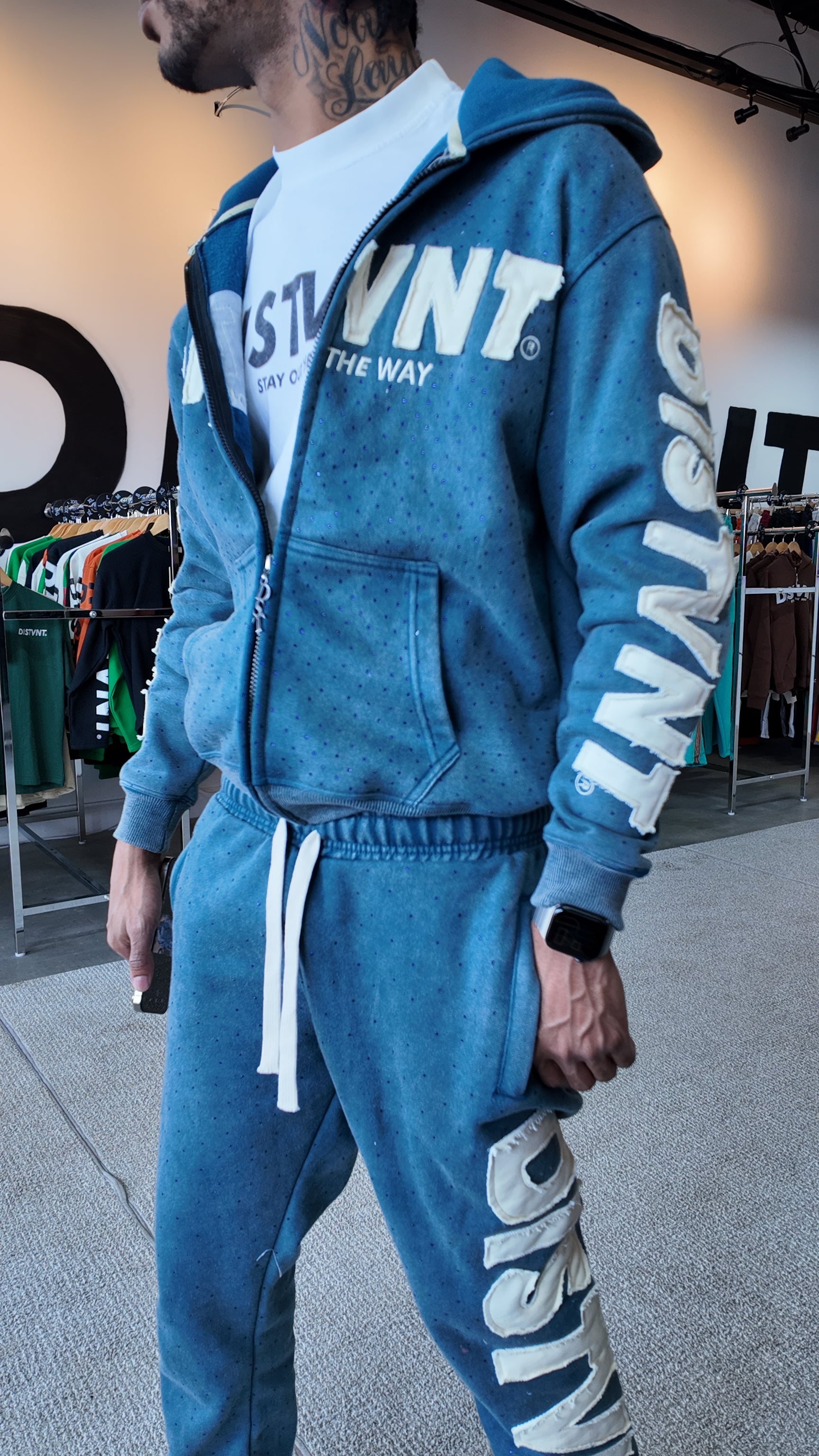 Distressed Zip Hoodie