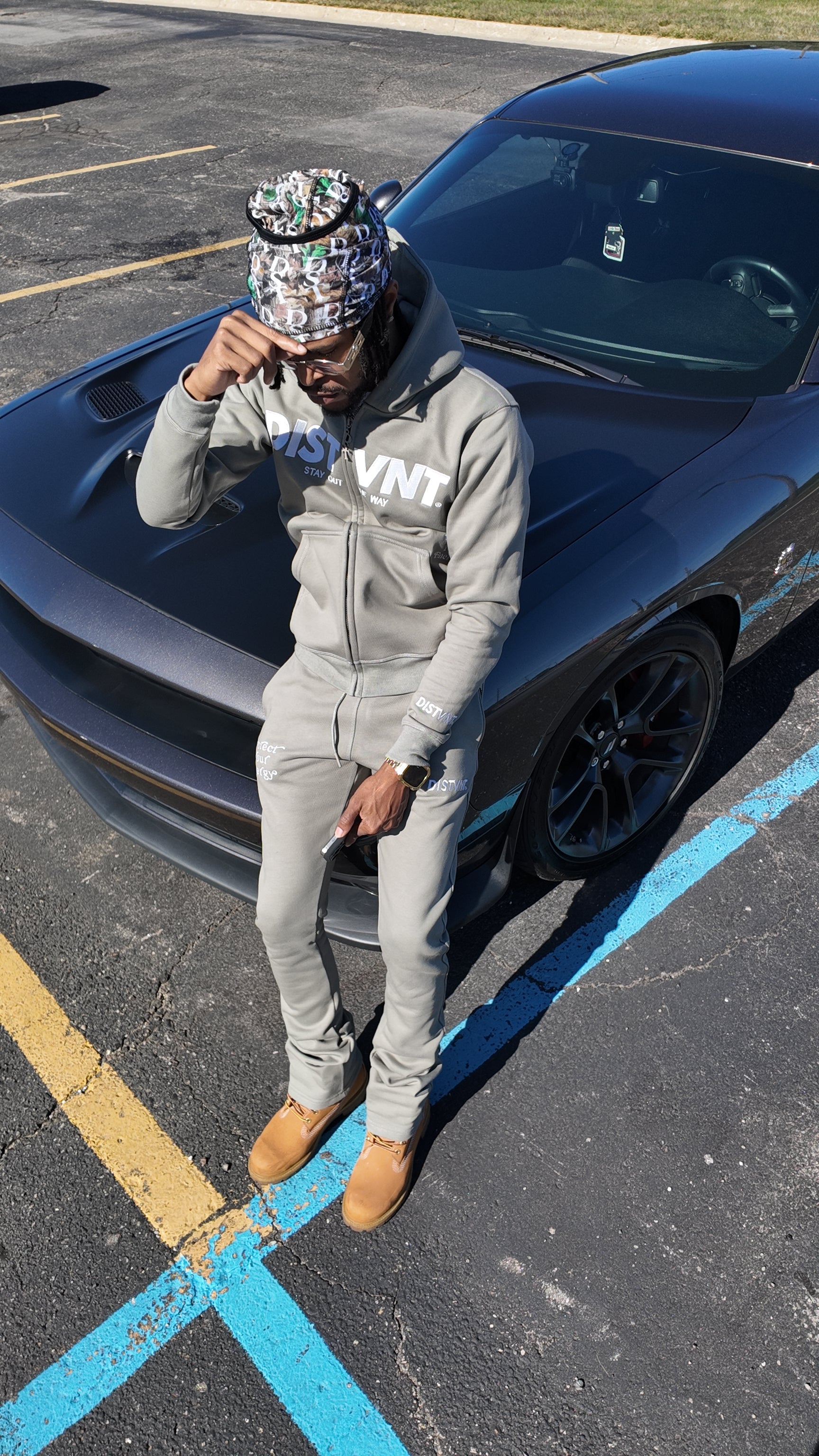 Stone Grey Stacked Sweatpants
