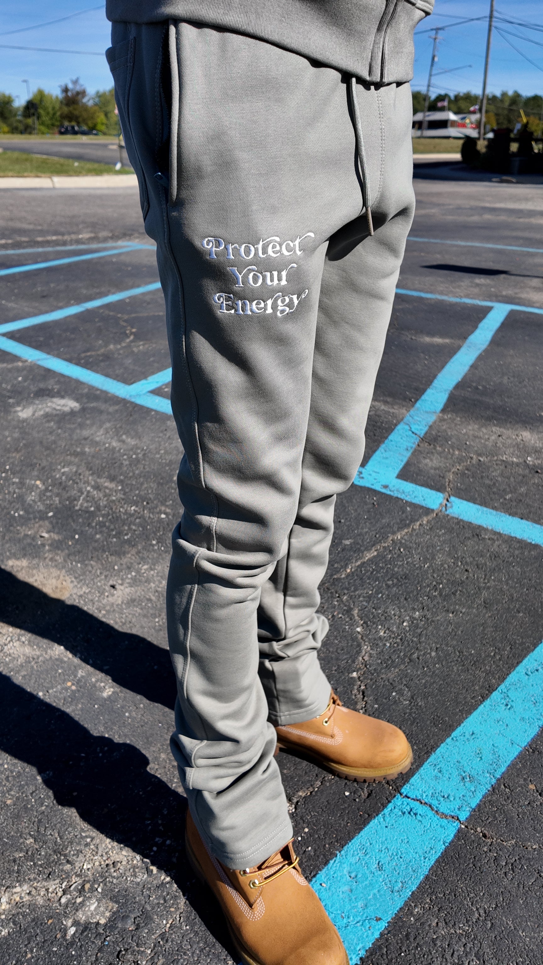 Stone Grey Stacked Sweatpants