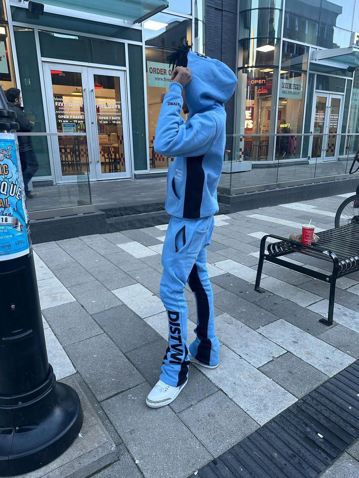 Two Tone Zip-Up Hoodie (Light Blue)(Satin Lined)