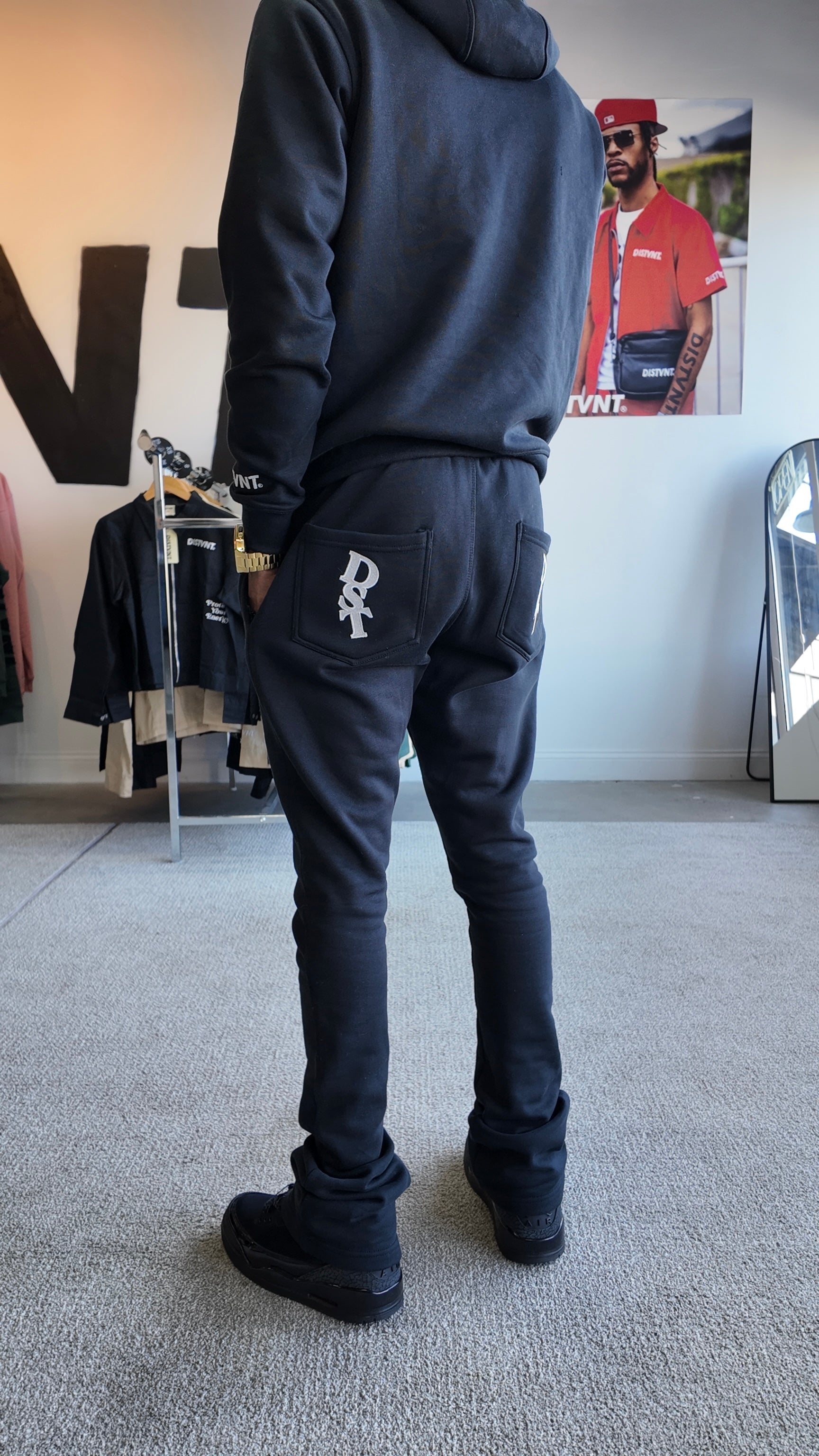 Black Stacked Sweatpants
