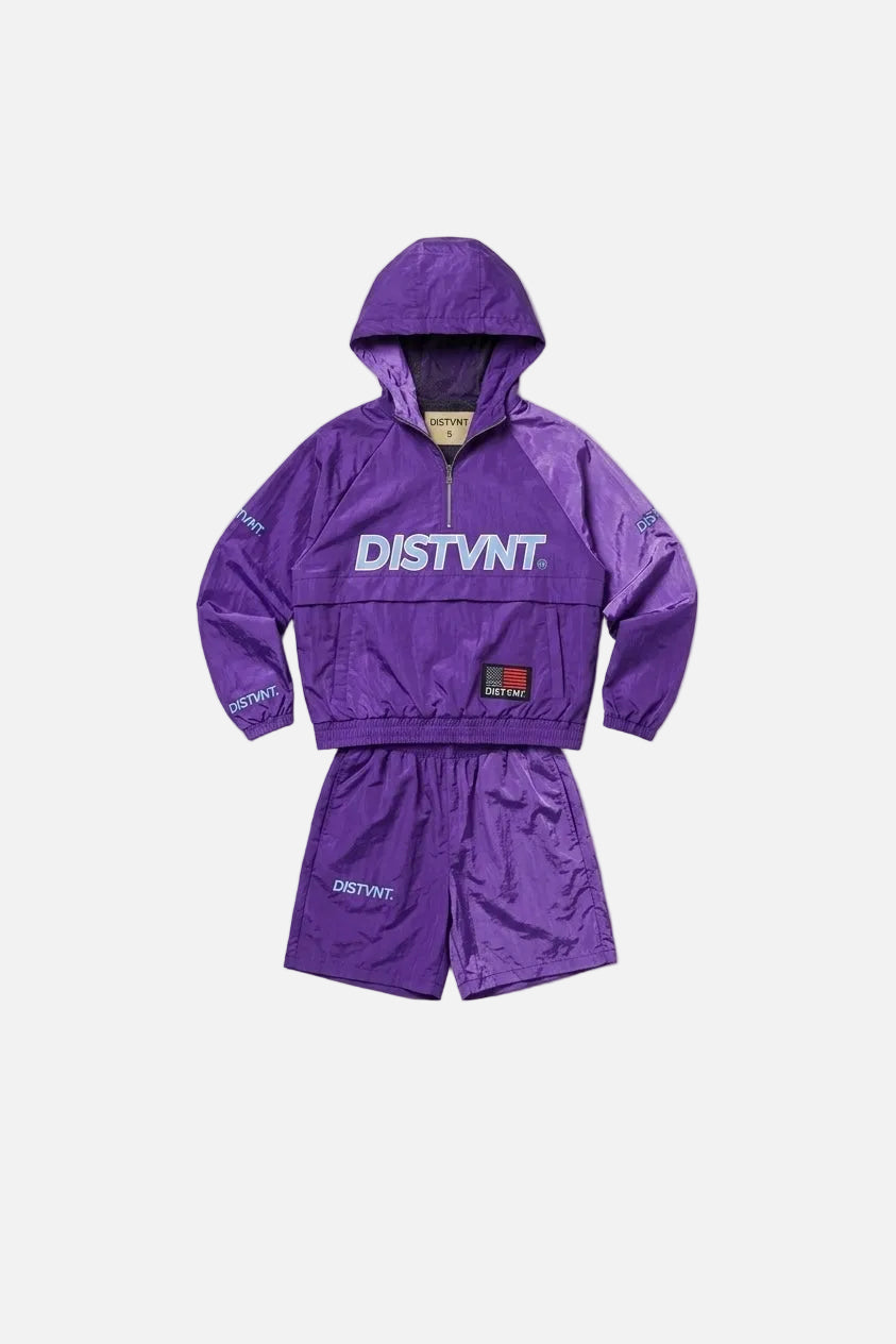 QUARTER-ZIP WINDBREAKER HOODIE SHORT SET