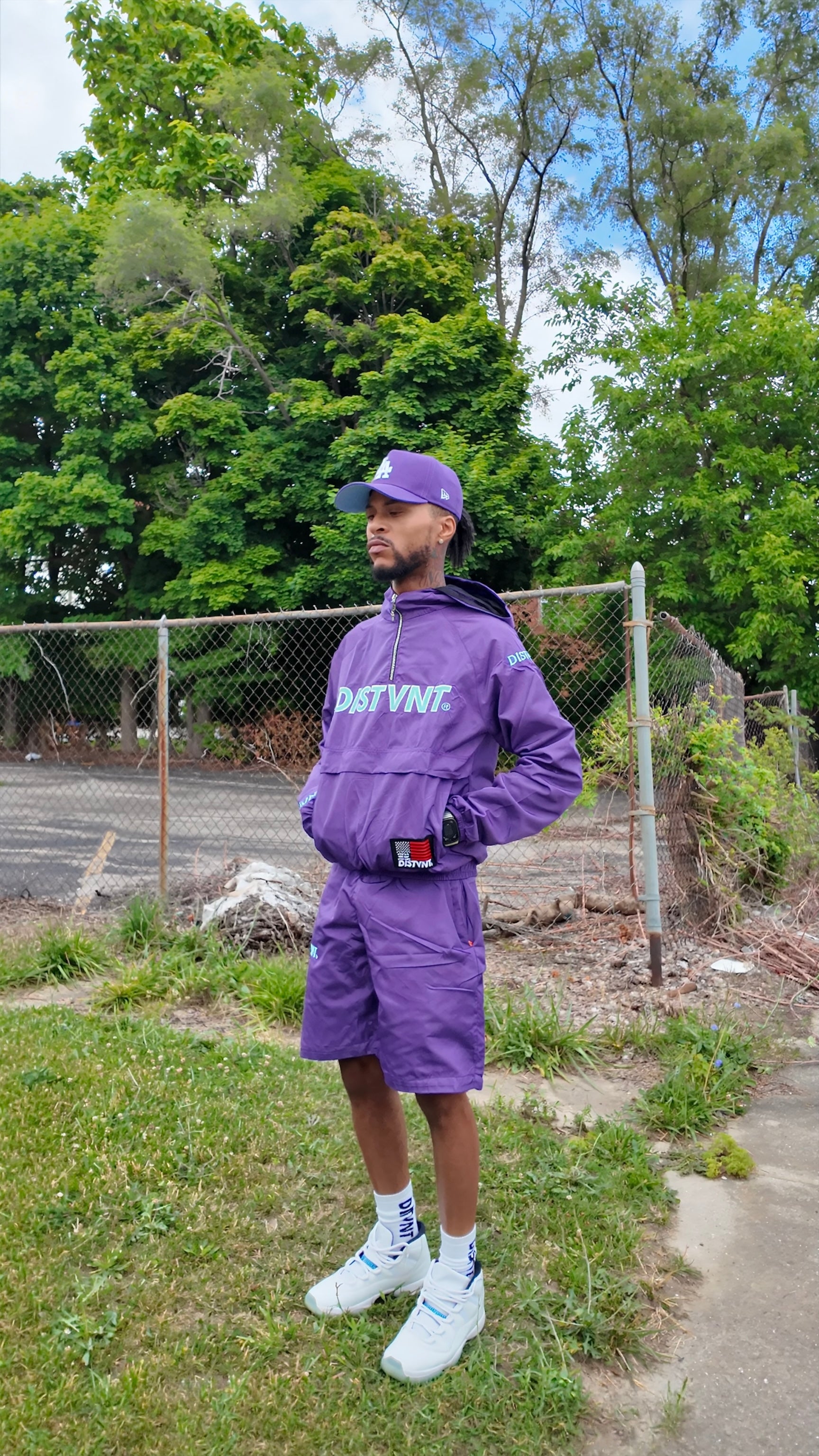QUARTER-ZIP WINDBREAKER HOODIE SHORT SET