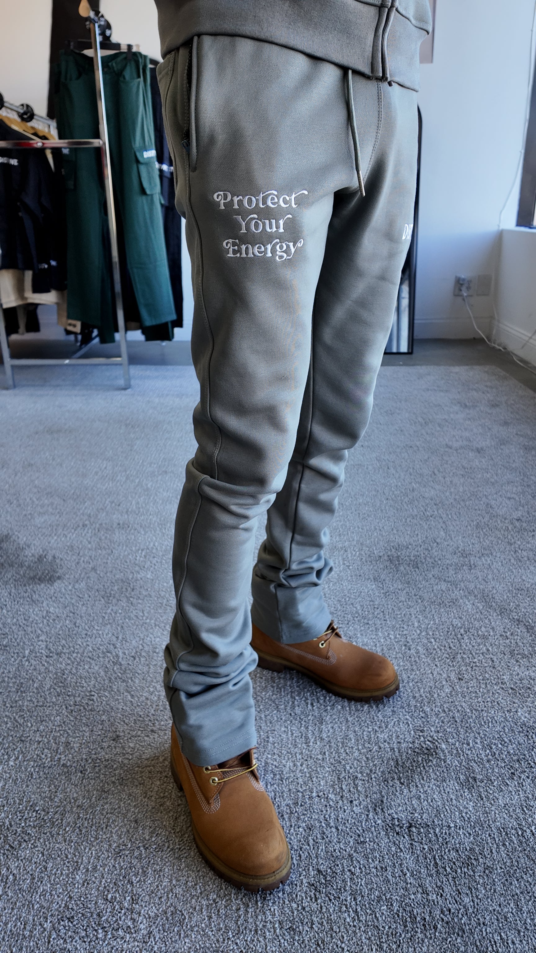Stone Grey Stacked Sweatpants
