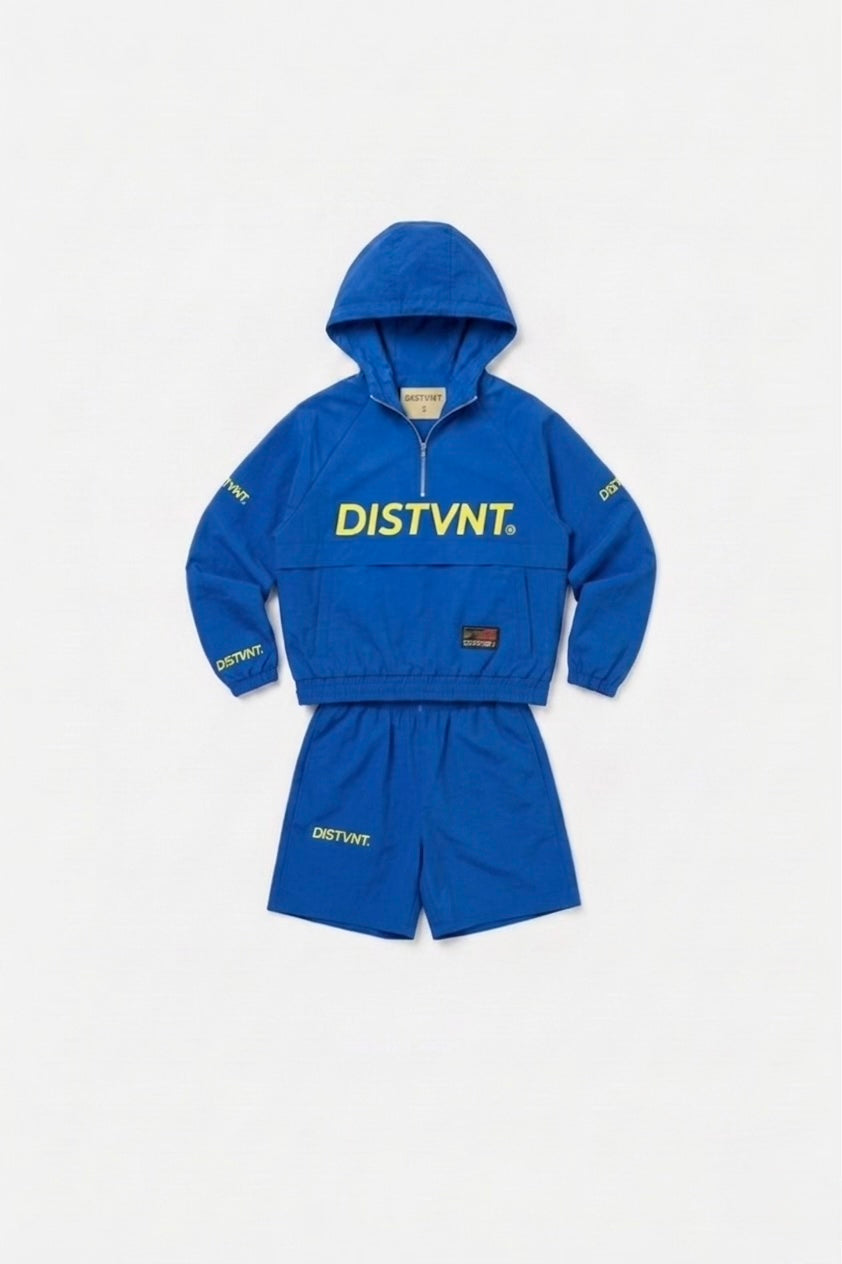 QUARTER-ZIP WINDBREAKER HOODED SHORT SET