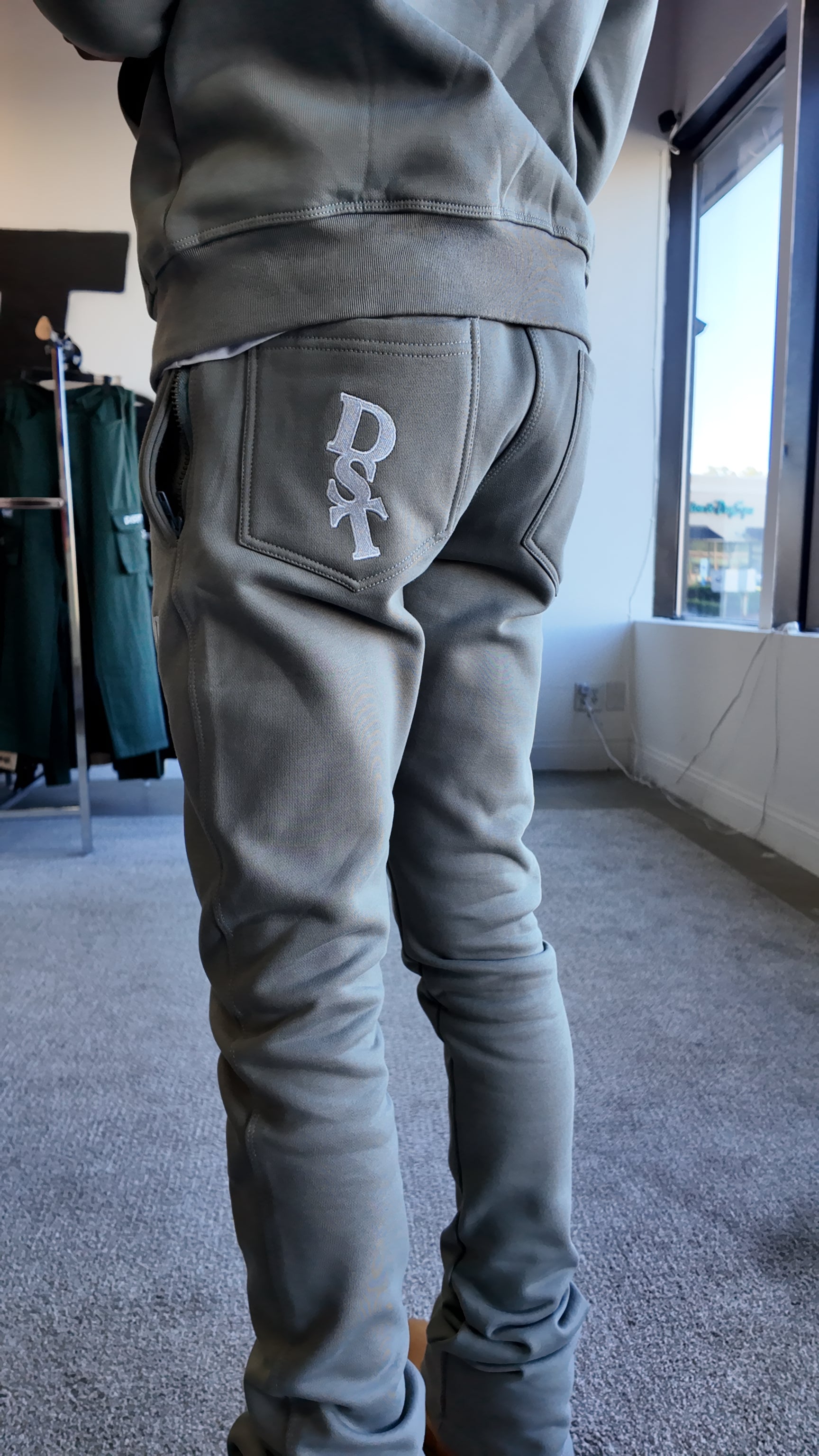 Stone Grey Stacked Sweatpants