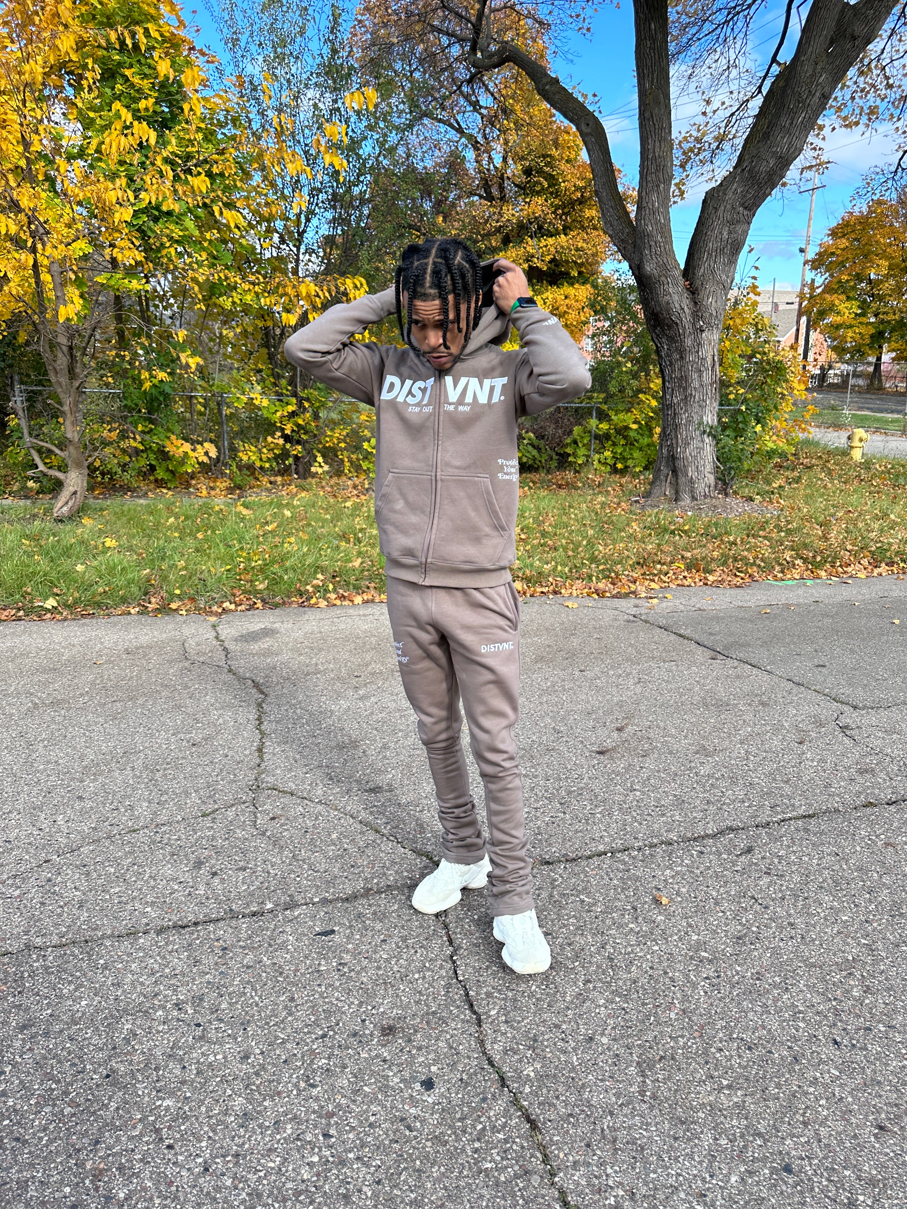 Stone Grey Stacked Sweatpants