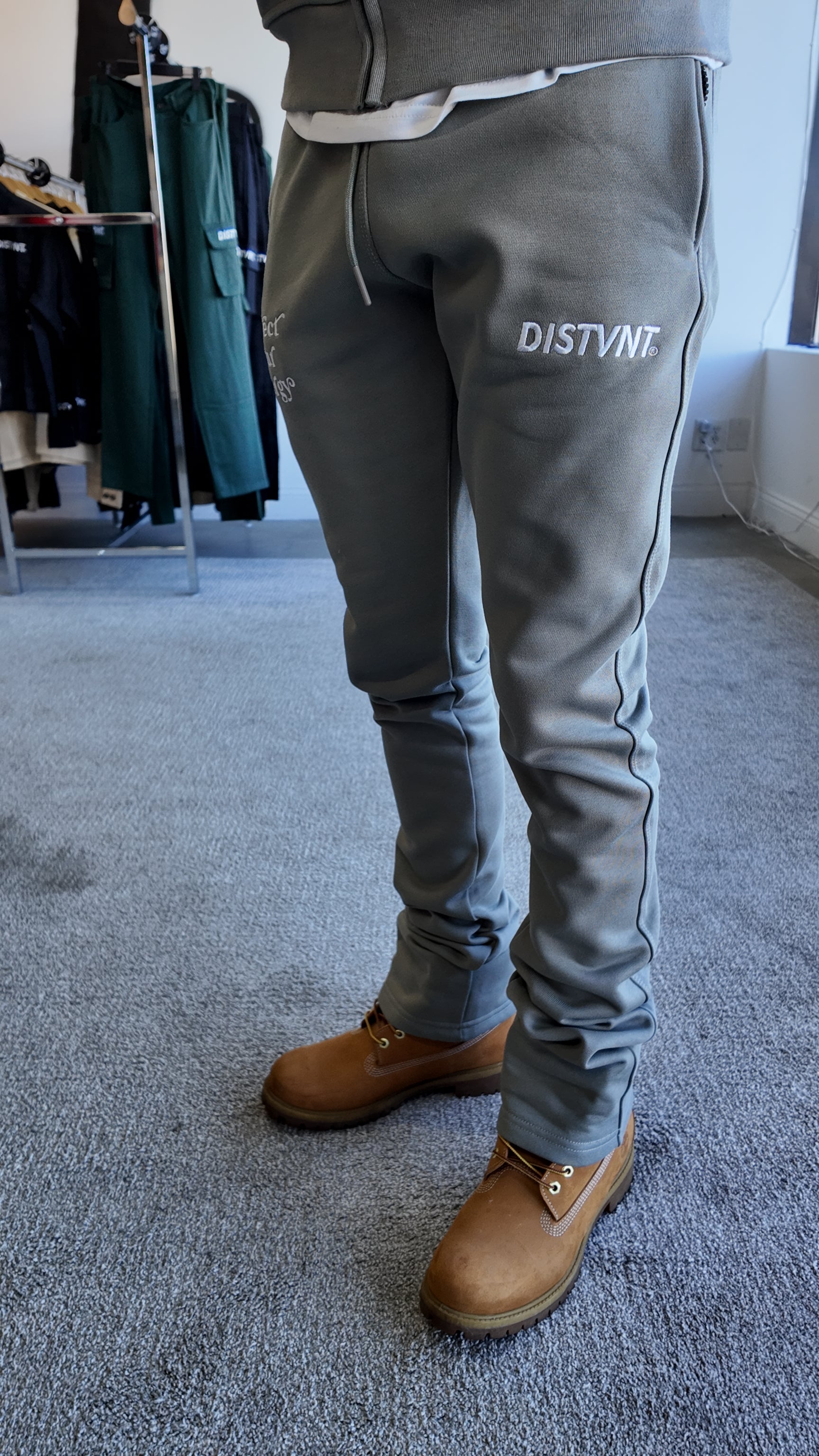 Stone Grey Stacked Sweatpants
