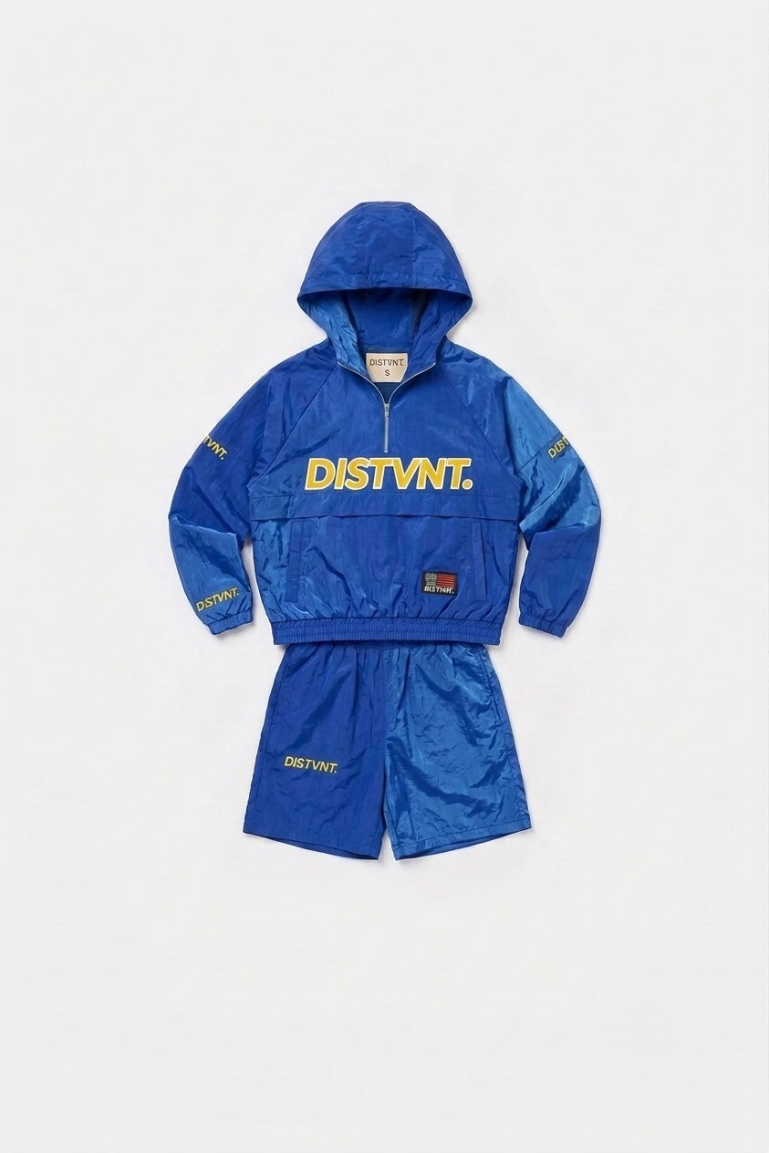 QUARTER-ZIP WINDBREAKER HOODIE SHORT SET