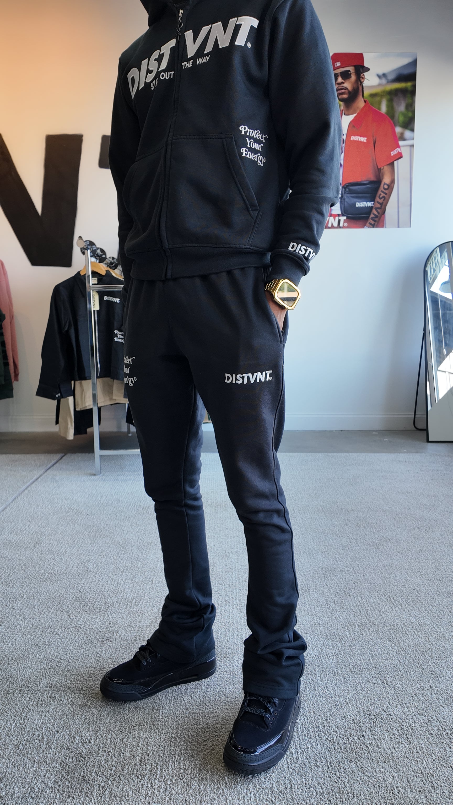 Black Stacked Sweatpants