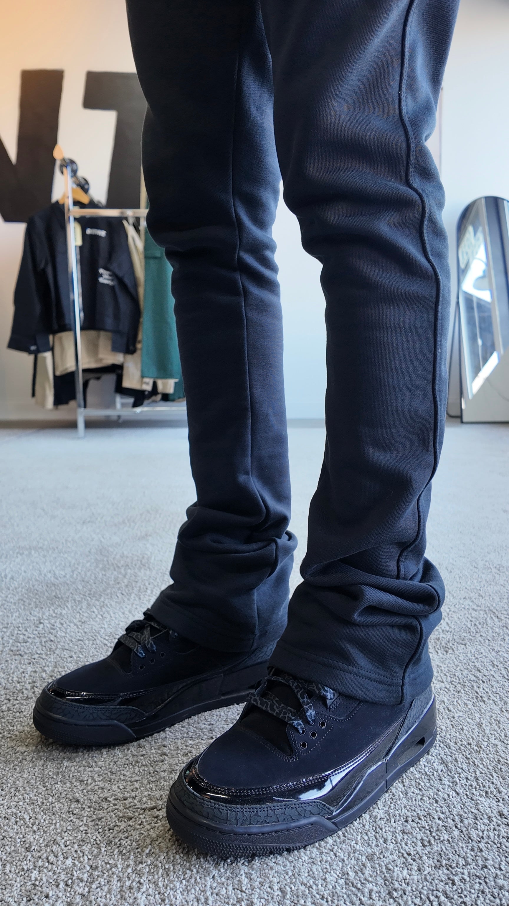 Black Stacked Sweatpants