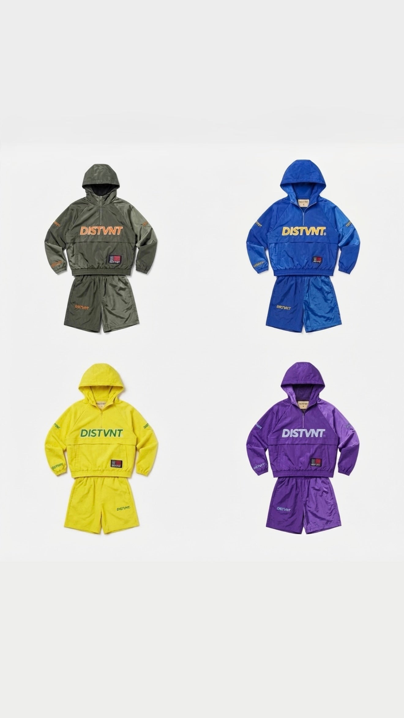 QUARTER-ZIP WINDBREAKER HOODIE SHORT SET