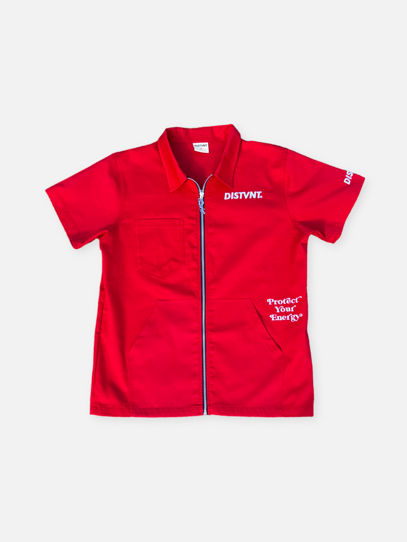 DISTVNT Zip Up Work Shirt Xs Red